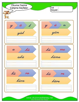 ü sesi Çalışma Sayfaları